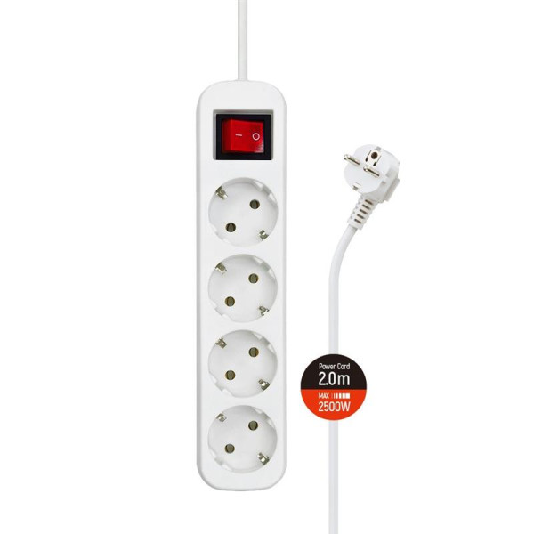 Купить Фільтр живлення СolorWay (CW-PSEA42W) 4 розетки, 2м, White