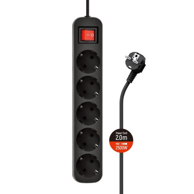 Купить Фільтр живлення СolorWay (CW-PSEA52BK) 5 розеток, 2м, Black