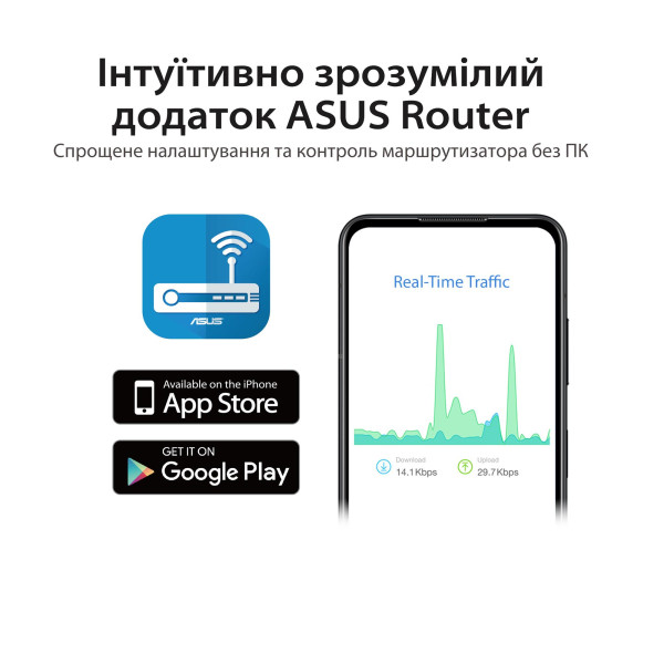 Купити Бездротовий маршрутизатор Asus RT-AX57 (90IG06Z0-MO3C00)