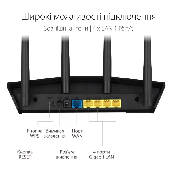 Купити Бездротовий маршрутизатор Asus RT-AX57 (90IG06Z0-MO3C00)