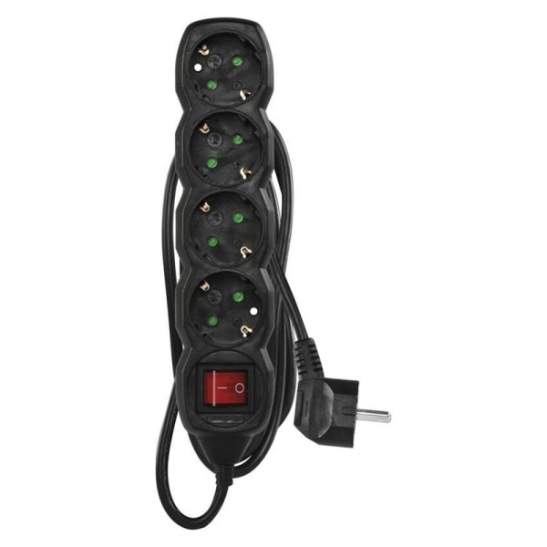 Купити Фільтр живлення Emos (PC1421R) з вимикачем, 4 розетки, 1.5м, Black