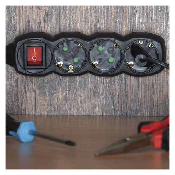 Купити Фільтр живлення Emos (PC1423R) з вимикачем, 4 розетки, 3м, Black