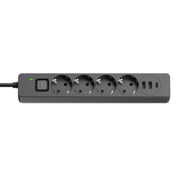 Купить Фільтр живлення ColorWay CW-CHE432PDB 4 розетки, 3USB (2USB-A + 1 TYPE-C) (24W), 2м, Black