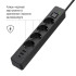 Купить Фільтр живлення ColorWay CW-CHE432PDB 4 розетки, 3USB (2USB-A + 1 TYPE-C) (24W), 2м, Black