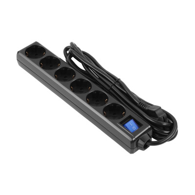 Купити Фільтр живлення 2E (2E-U06ESM3BK) 6 розеток, 3 м, Black