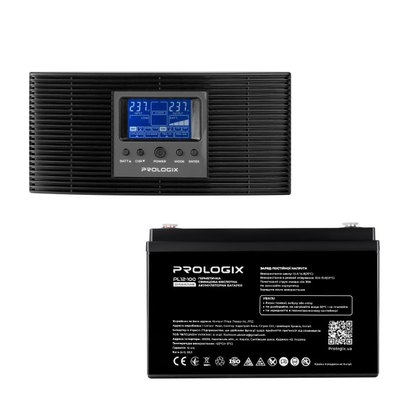 Купить Комплект резервного живлення Prologix 1000 (PLP1000XL) + АКБ PL12-100, AGM