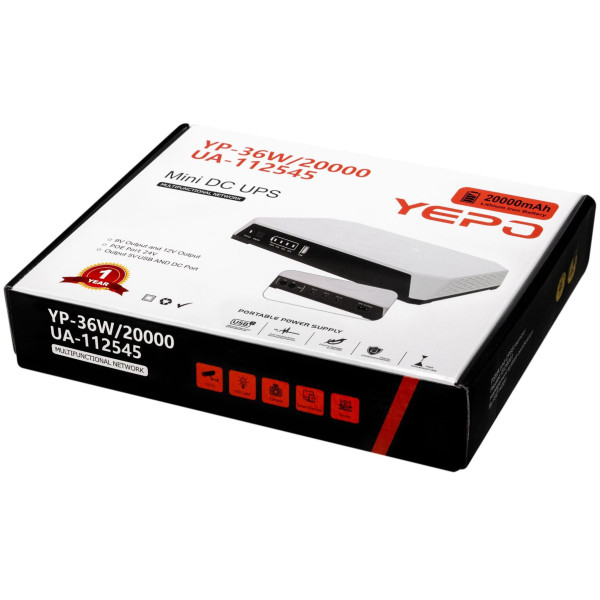 Купить Джерело безперебійного живлення Yepo Mini DC-UPS YP-36W/20000mAh LiFePO4 DC-5V/9V/12V (UA-112545)