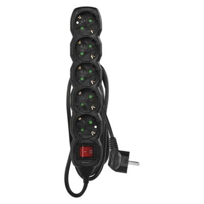 Купити Фільтр живлення Emos (PC1521R) з вимикачем, 5 розеток, 1.5м, Black