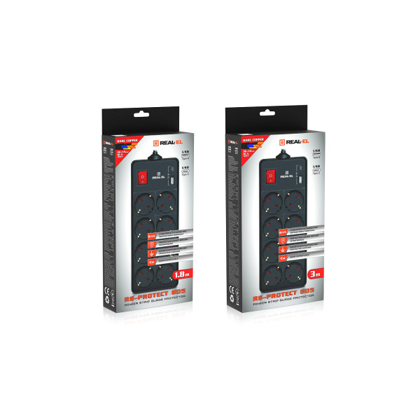 Купить Фільтр живлення REAL-EL RS-Protect 805 3м Black (EL122300043)