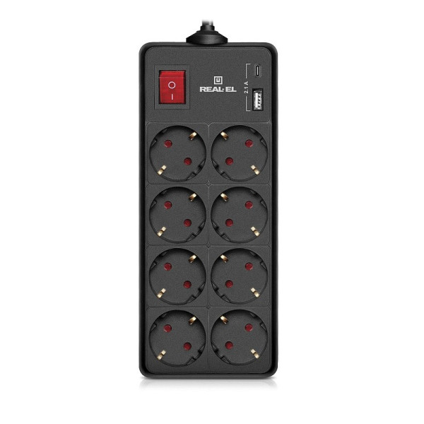 Купить Фільтр живлення REAL-EL RS-Protect 805 3м Black (EL122300043)
