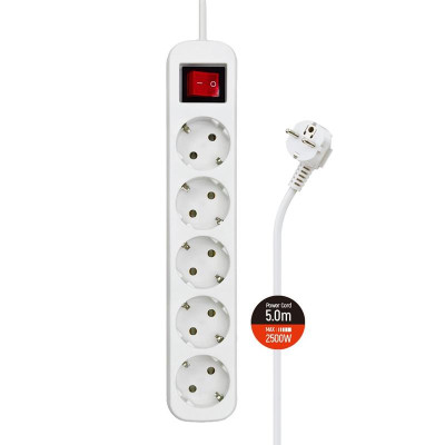Купити Фільтр живлення СolorWay (CW-PSEA55W) 5 розеток, 5м, White