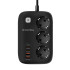 Купити Фільтр живлення ColorWay CW-CHE34PDB GaN3 Pro PD 65W (2USB-A + 2 TYPE-C) 3 розетки, 4 USB, 2 м, чорний