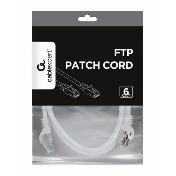 Купить Патч-корд FTP Cablexpert (PP6-1M/W) cat.6, литой, 50u штекер с защелкой, 1м, белый