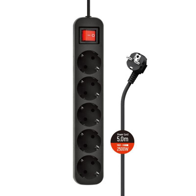 Купить Фільтр живлення СolorWay (CW-PSEA55BK) 5 розеток, 5м, Black