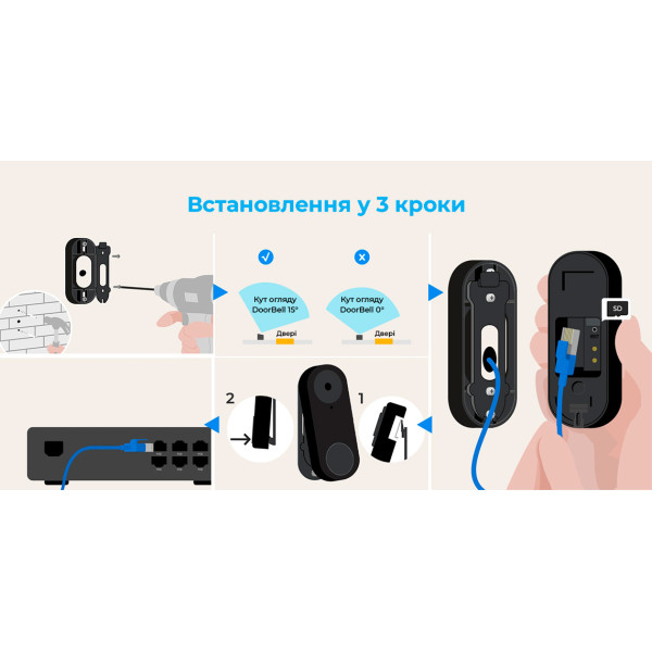 Купити Відеодзвінок Reolink D340W (Video Doorbell WiFi)