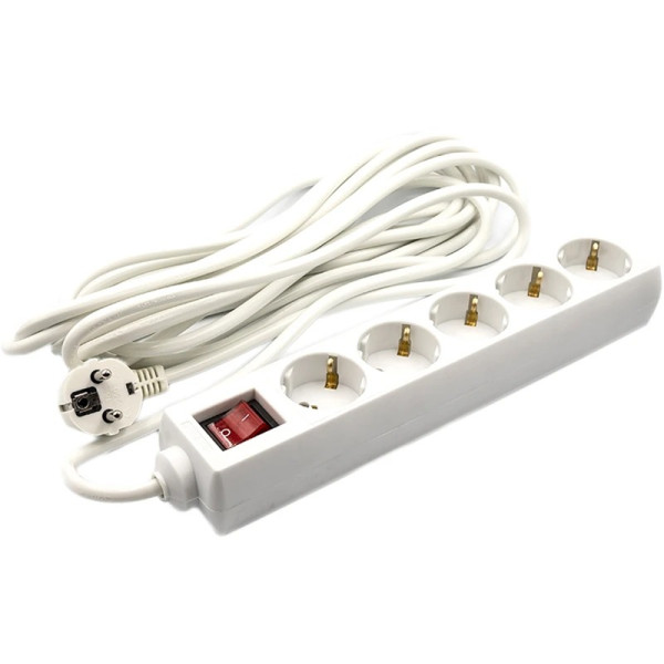 Купить Фільтр живлення PowerPlant JY-1052/7 (PPSA08M70S5) 5 розеток, 7 м, білий, пакет