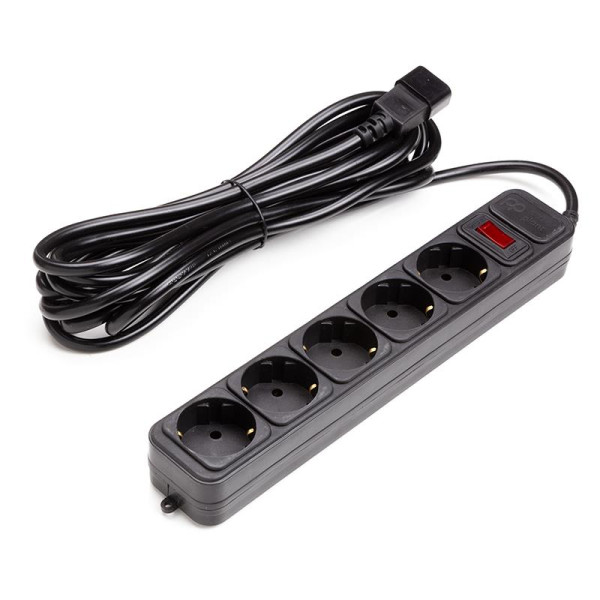 Купить Фільтр живлення PowerPlant (PPUA10M50S5) з кабелем для ДБЖ, 3x1.5мм2, 5 розеток, 5 м, чорний