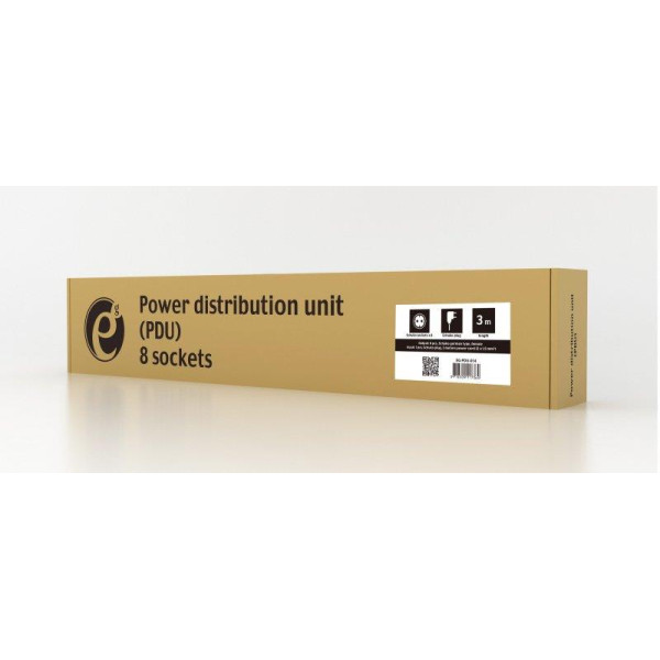 Купить Блок розеток EnerGenie 19" 1U (EG-PDU-014) алюм. корп., 8 розеток, 16A, 3м, черный, вилка Schuko