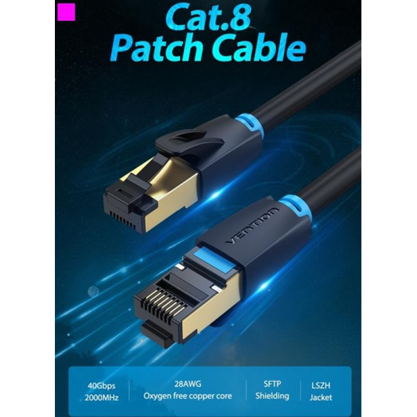 Купить Патч-корд Vention CAT 8 SFTP Ethernet, 3 m, Black (IKABI)
