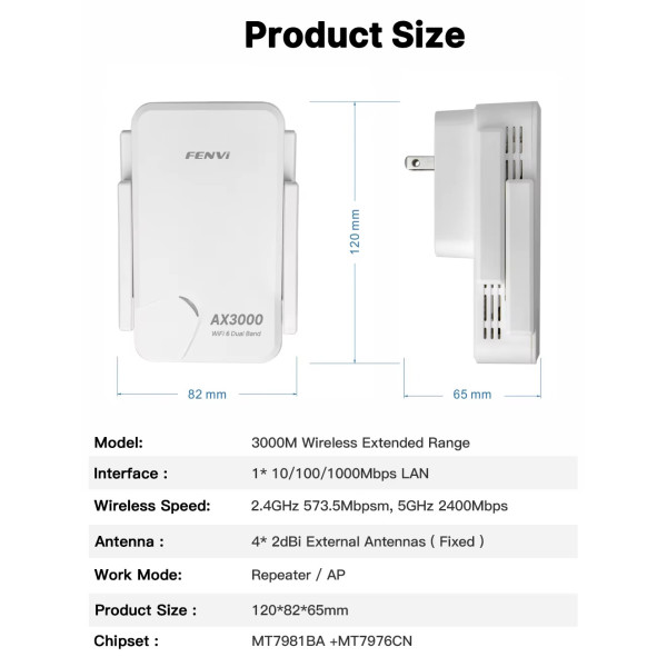 Купить Точка доступу Fenvi F-AX3000R Wi-Fi Repeater Dual Band 2.4/5Ghz Signal Booster