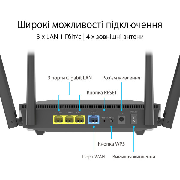 Купити Бездротовий маршрутизатор Asus RT-AX52 (90IG08T0-MO3H00)