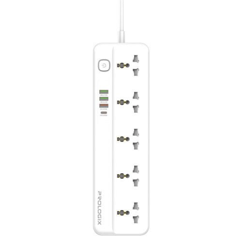 Купити Фільтр живлення ProLogix Premium (PR-SC5415W) 2.5 кВт, 5 розеток, 4 USB (1 PD +1 QC3.0 +2 AUTO ID), 2 м, білий