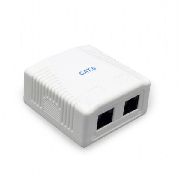 Купить Розетка Cablexpert (NCAC-2U6-01) 2хRJ-45, Cat6, зовнішня, біла
