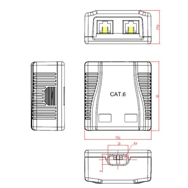 Купить Розетка Cablexpert (NCAC-2U6-01) 2хRJ-45, Cat6, зовнішня, біла