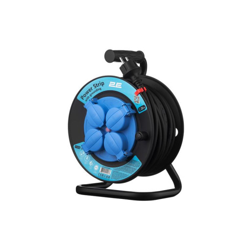 Купить Сетевой удлинитель на катушке 2E 4XSchuko, IP44, 3G*1.5мм, 20м, black (2E-CR4315IP44M20)