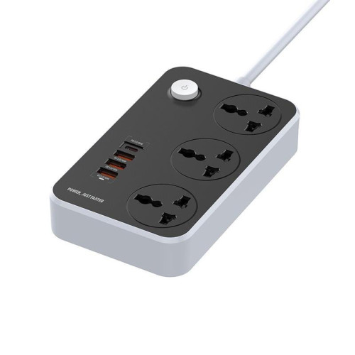Купить Фильтр питания ColorWay CW-CHU34PDB 3 розетки, 4 USB (Type-C PD20W + 3USB QC3.0), 2 м, черный