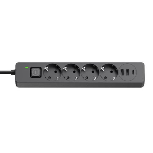 Купить Фільтр живлення ColorWay CW-CHE435PDB 4 розетки, 3USB (2USB-A + 1 TYPE-C) (24W), 2м, Black