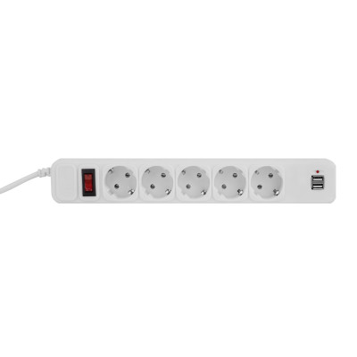 Купити Фільтр живлення ProLogix (PRS-075P5CUSB-18W) 0.75 мм мідь, 5 розеток, 1.8 м, 2xUSB 3.0, білий