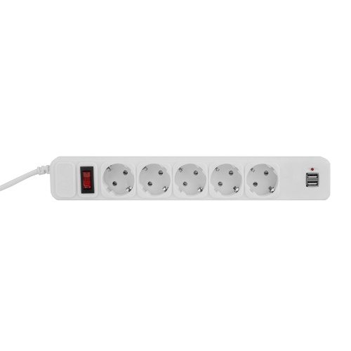 Купити Фільтр живлення ProLogix (PRS-075P5CUSB-30W) 0.75 мм мідь, 5 розеток, 3 м, 2xUSB 3.0, білий