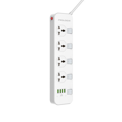 Купити Фільтр живлення ProLogix Premium (PR-SC4408W) 2.5 кВт, 4 розетки, 4 USB, 2 м, з вимикачами, білий