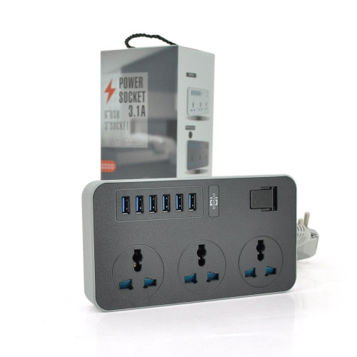 Купити Мережевий фільтр Voltronic ТВ-Т09/08969 3 розетки, 6 USB, 2 м, Grey