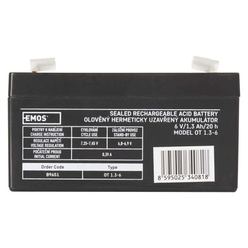Купити Акумуляторна батарея Emos B9651 6V 1.3AH (FAST.4.7 MM) AGM
