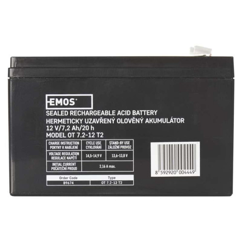 Купити Акумуляторна батарея Emos B9674 12V 7.2AH (FAST.6.3 MM) AGM