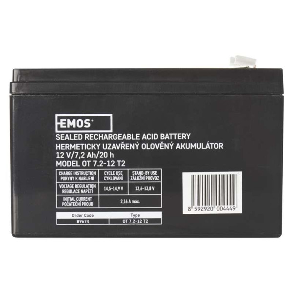 Купити Акумуляторна батарея Emos B9674 12V 7.2AH (FAST.6.3 MM) AGM