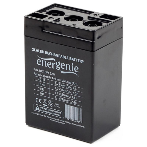 Купити Акумуляторна батарея EnerGenie 6V 4.5 AH (BAT-6V4.5AH) AGM