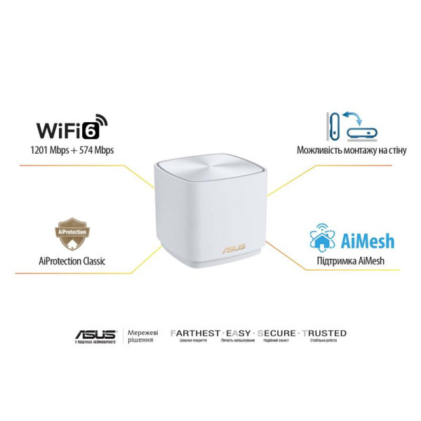 Купити Wi-Fi Mesh система Asus ZenWiFi XD4 Plus 1pk White (90IG07M0-MO3C00)