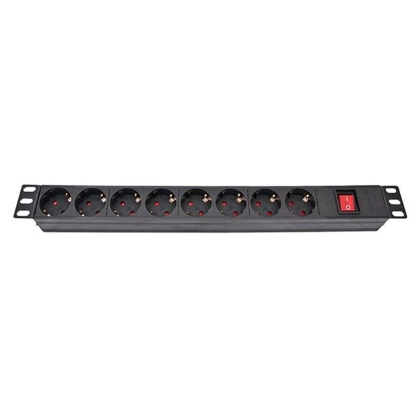 Купить Блок розеток Atcom 1U 19" (PDU-8W-CN-WS) 8 розеток, с выключателем, ал. корпус, немецкий тип, без кабеля