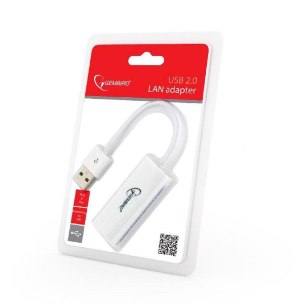 Купити Мережевий адаптер Gembird (NIC-U2-02) USB - Fast Ethernet, білий