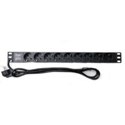 Купить Блок розеток EServer 1U 19" (WT-2261A-GER-9WAY) без выкл., алюм. корп., 9 розеток, 1.8м