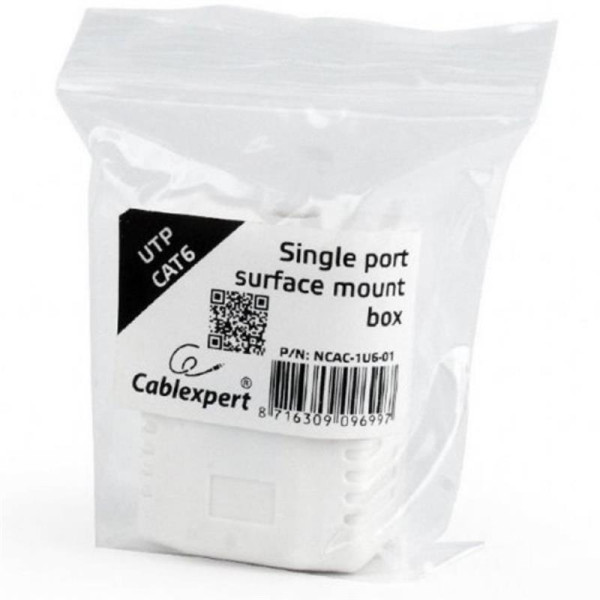 Купить Розетка Cablexpert (NCAC-1U6-01) RJ-45, Cat6, зовнішня, біла