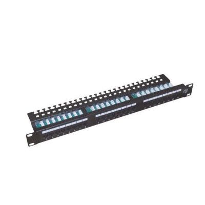 Купити Патч-панель 19" 1U 24 порта, UTP, кат.5е (WT-2126-CAT.5E) з організатором кабелю ззаду