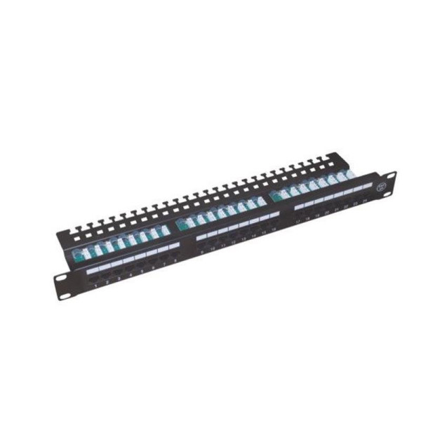 Купить Патч-панель 19" 1U 24 порта, UTP, кат.5е (WT-2126-CAT.5E) с организатором кабеля сзади